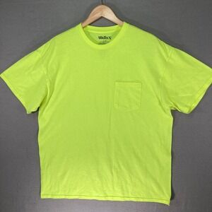 Walls Mens Large Hi Vis Safety Pocket T Shirt Neon Yellow‎ Workwear Short Sleeve